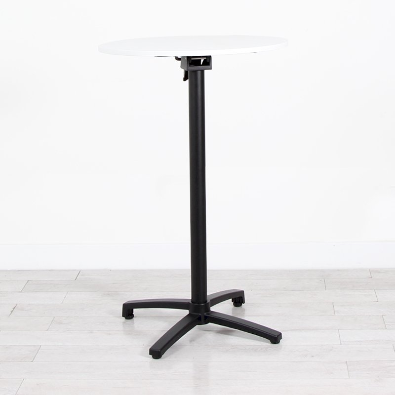700mm White Round Poseur Table - Black Frame
