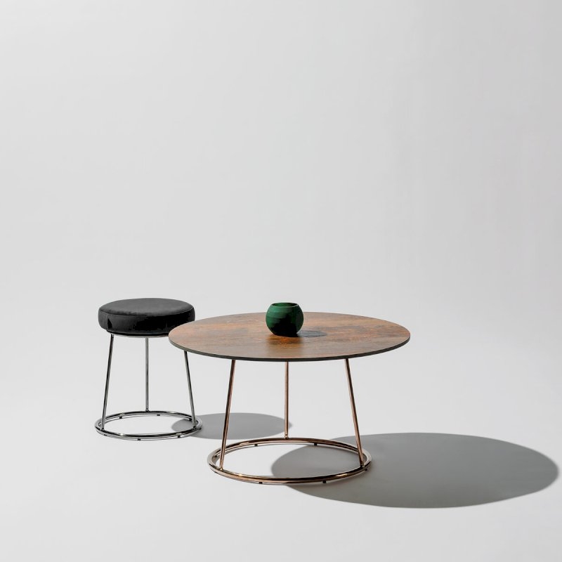 Black Chrome Spire Stool - Black Pad