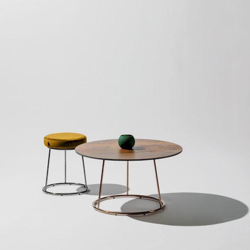 Black Chrome Low Spire Stool - Gold Pad